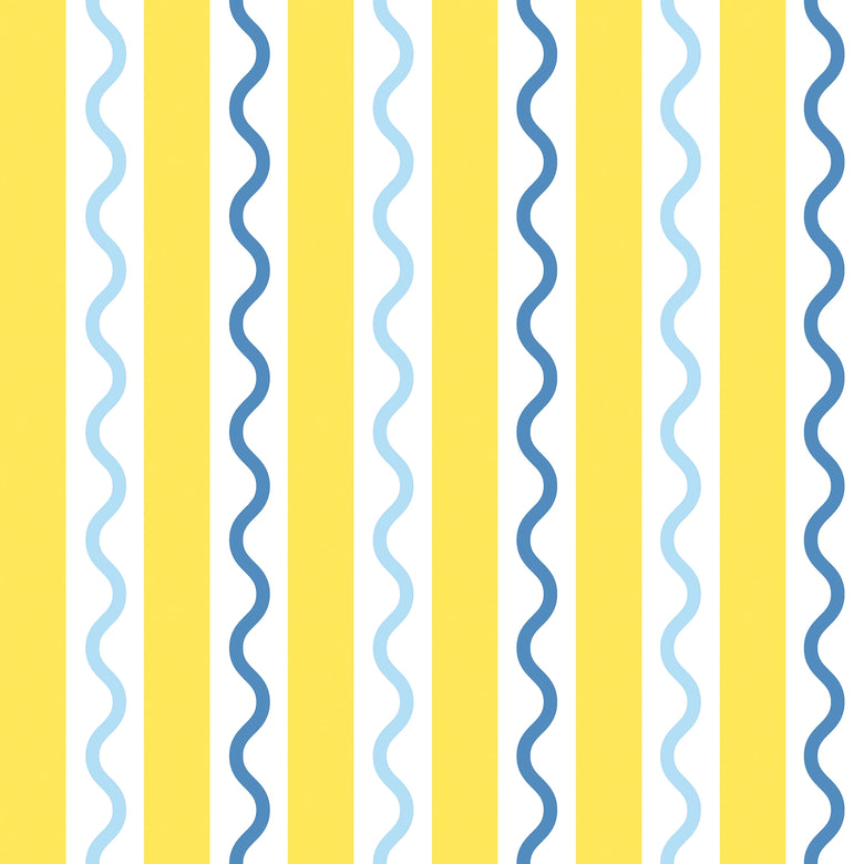 Straight and Wiggle Wallpaper in Lemon and Blueberry