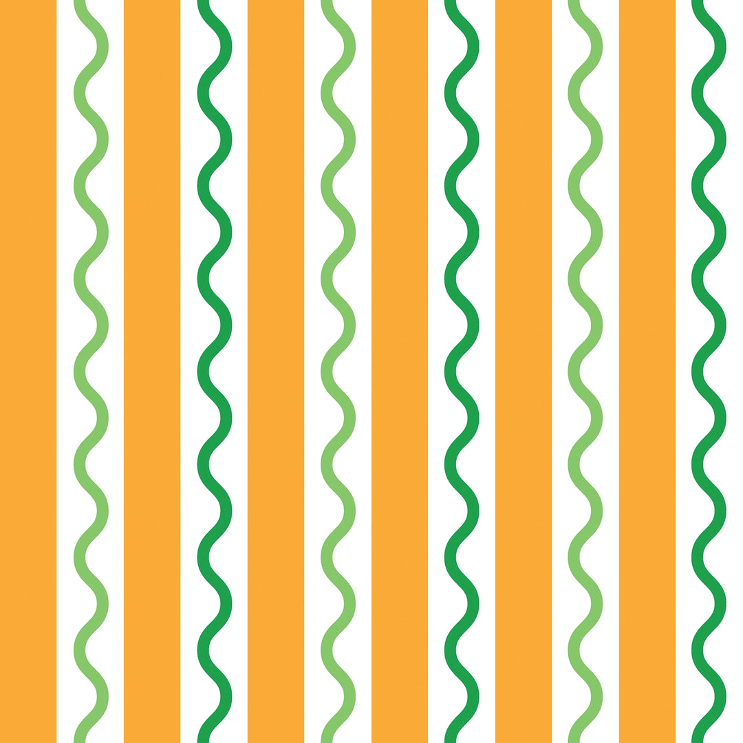 Straight and Wiggle Wallpaper in Seville Orange and Apple Green