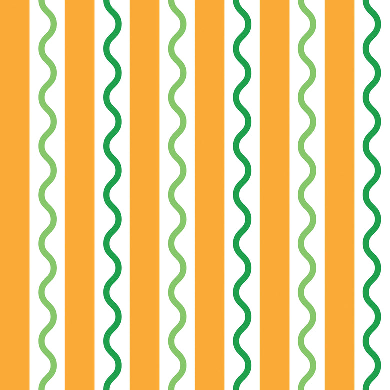 Straight and Wiggle Wallpaper in Seville Orange and Apple Green