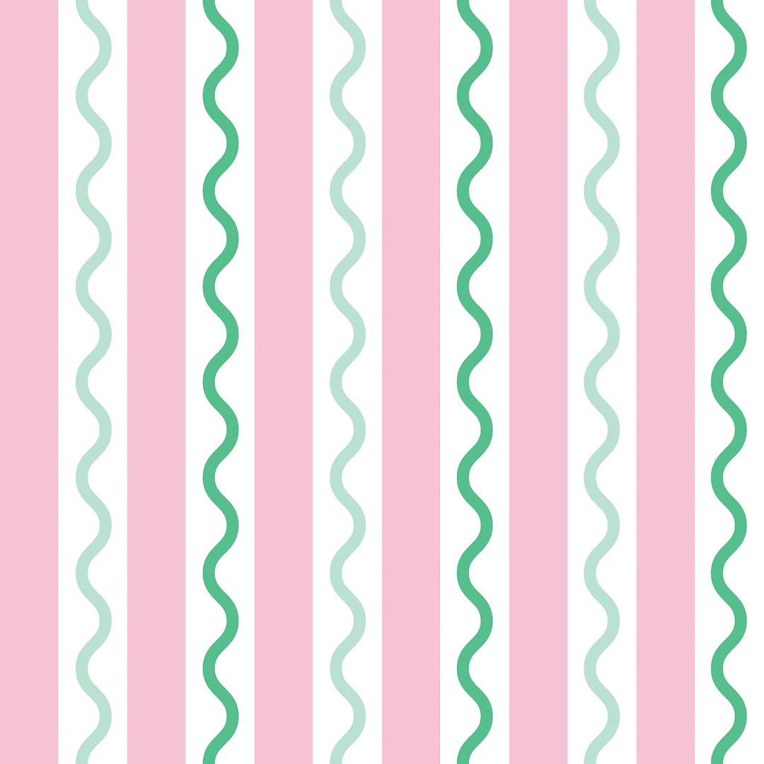 Sample of Straight and Wiggle Wallpaper in Strawberry and Mint