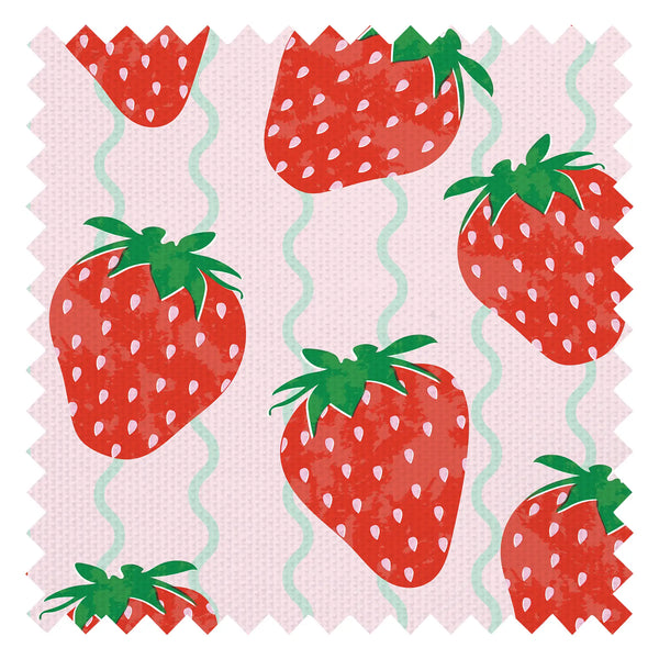Wiggle with a Chance of Strawberry Fabric in Strawberry and Mint