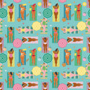 Sunbathing Bliss Wallpaper in Brights on Blue