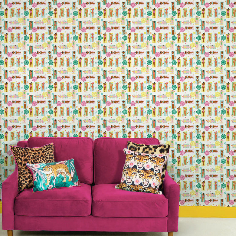 Sunbathing Bliss Wallpaper in Brights on Ice Cream
