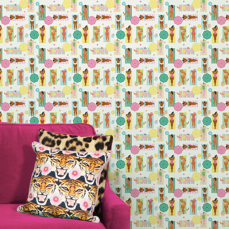 Sunbathing Bliss Wallpaper in Brights on Ice Cream