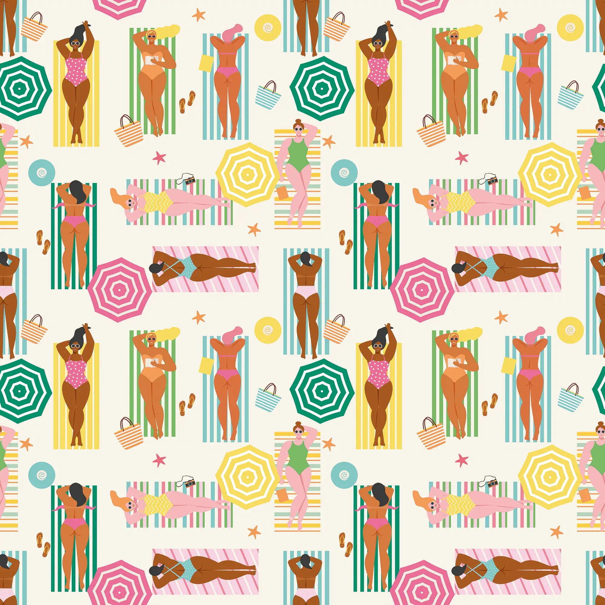 Sunbathing Bliss Wallpaper in Brights on Ice Cream