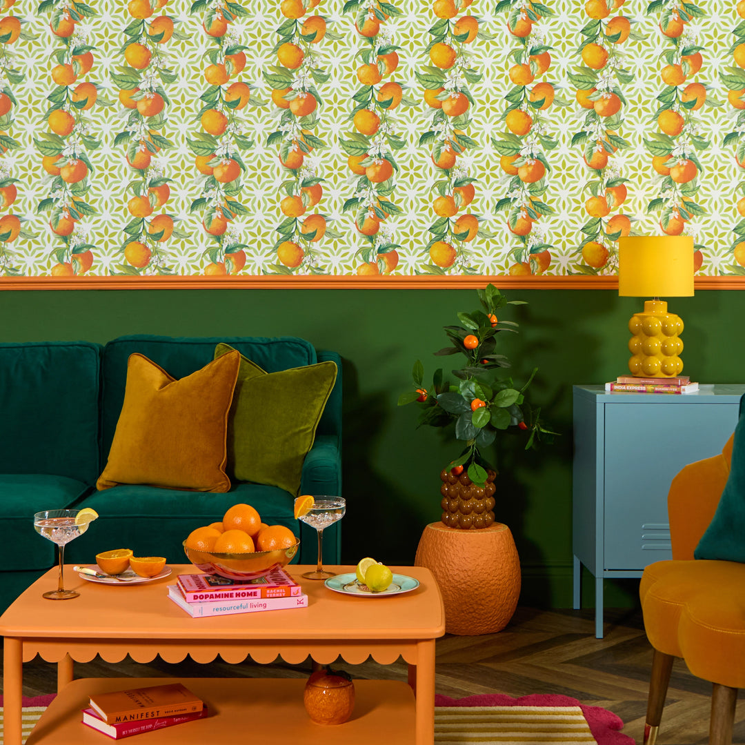 Sunshine Oranges Wallpaper in Sicily Orange on Greens