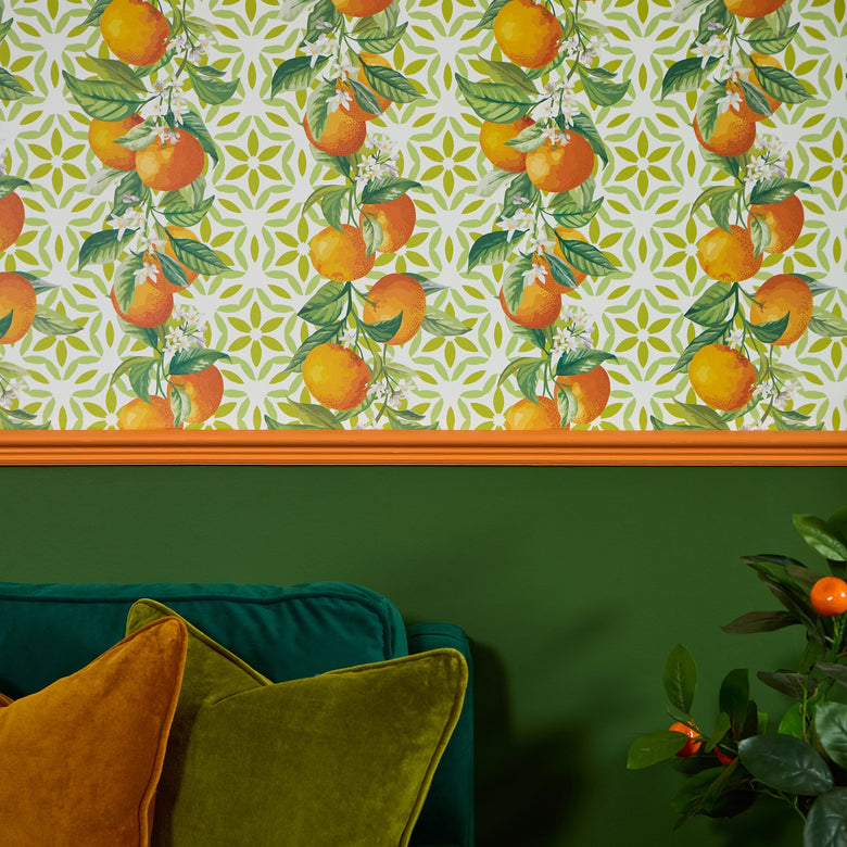 Sunshine Oranges Wallpaper in Sicily Orange on Greens