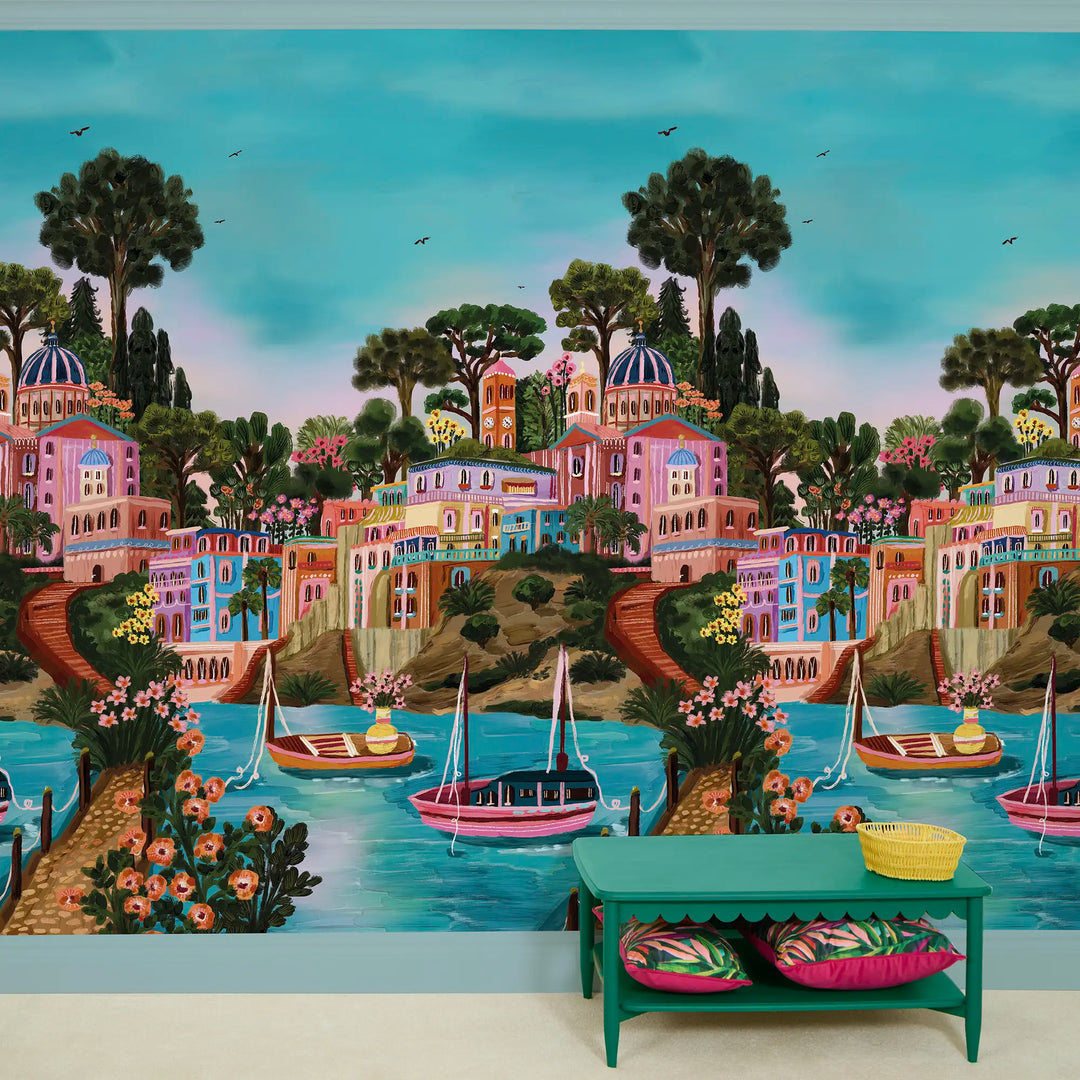 Syros Retreat Wallpaper in Multicoloured