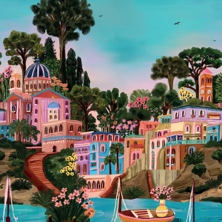 Syros Retreat Wallpaper in Multicoloured