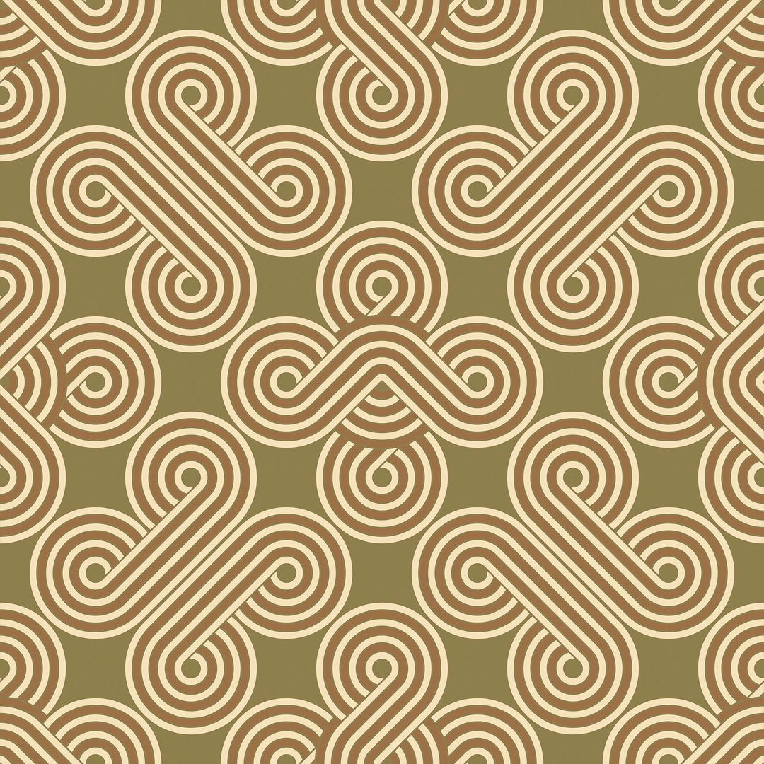 Sample of Take The Biscuit Wallpaper in Vanilla and Butterscotch on Olive Green