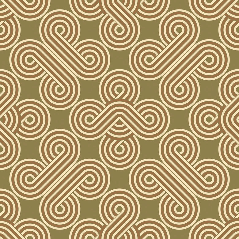 Sample of Take The Biscuit Wallpaper in Vanilla and Butterscotch on Olive Green