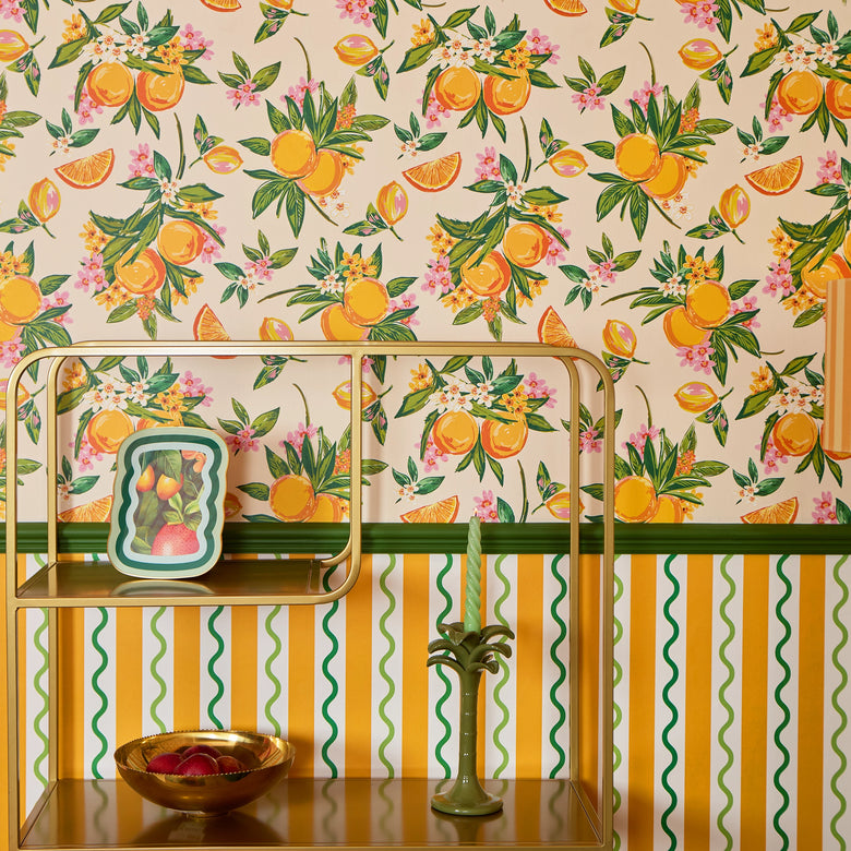 The Bells of St Clements Wallpaper in Melba Cream