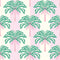 The Palms and Stripes Wallpaper in Candy Pink and Cream