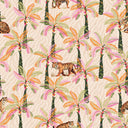 Tiger Palm Wallpaper in Pink, Orange and Green on Natural Tiger Stripe