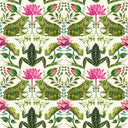 Toadally Beautiful Wallpaper in Mottled Green and Pink on Cream