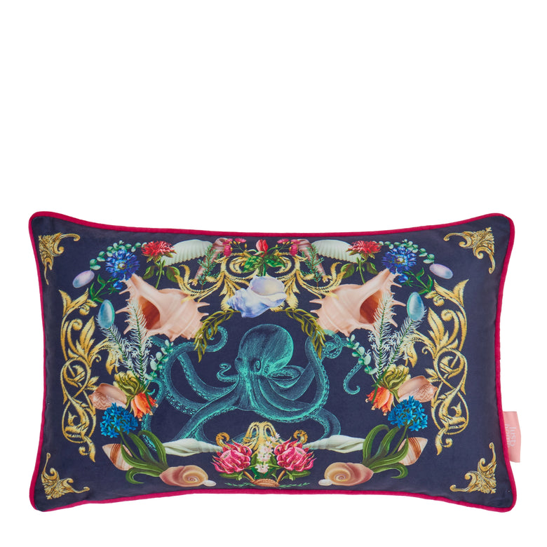 Treasure Chest Bolster Cushion in Deep Ocean Navy