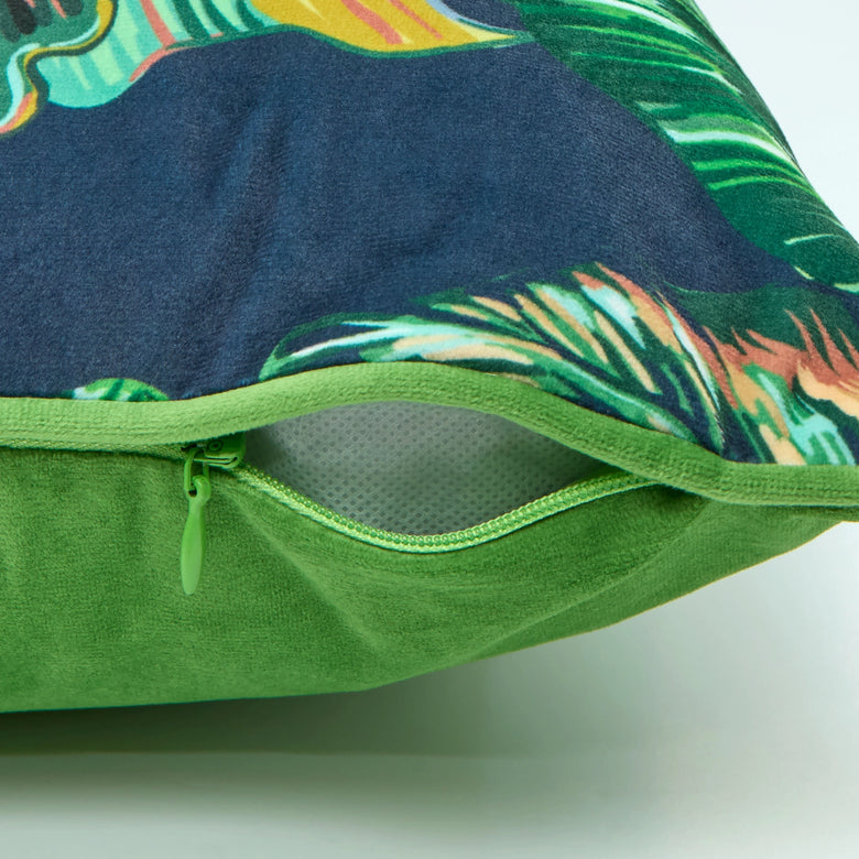 Tropic Like It's Hot Bolster Cushion in Indigo Blue and Tropical Green