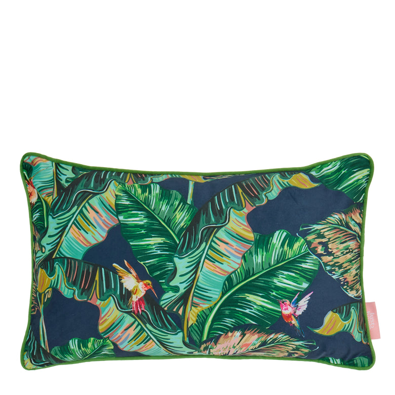 Tropic Like It's Hot Bolster Cushion in Indigo Blue and Tropical Green