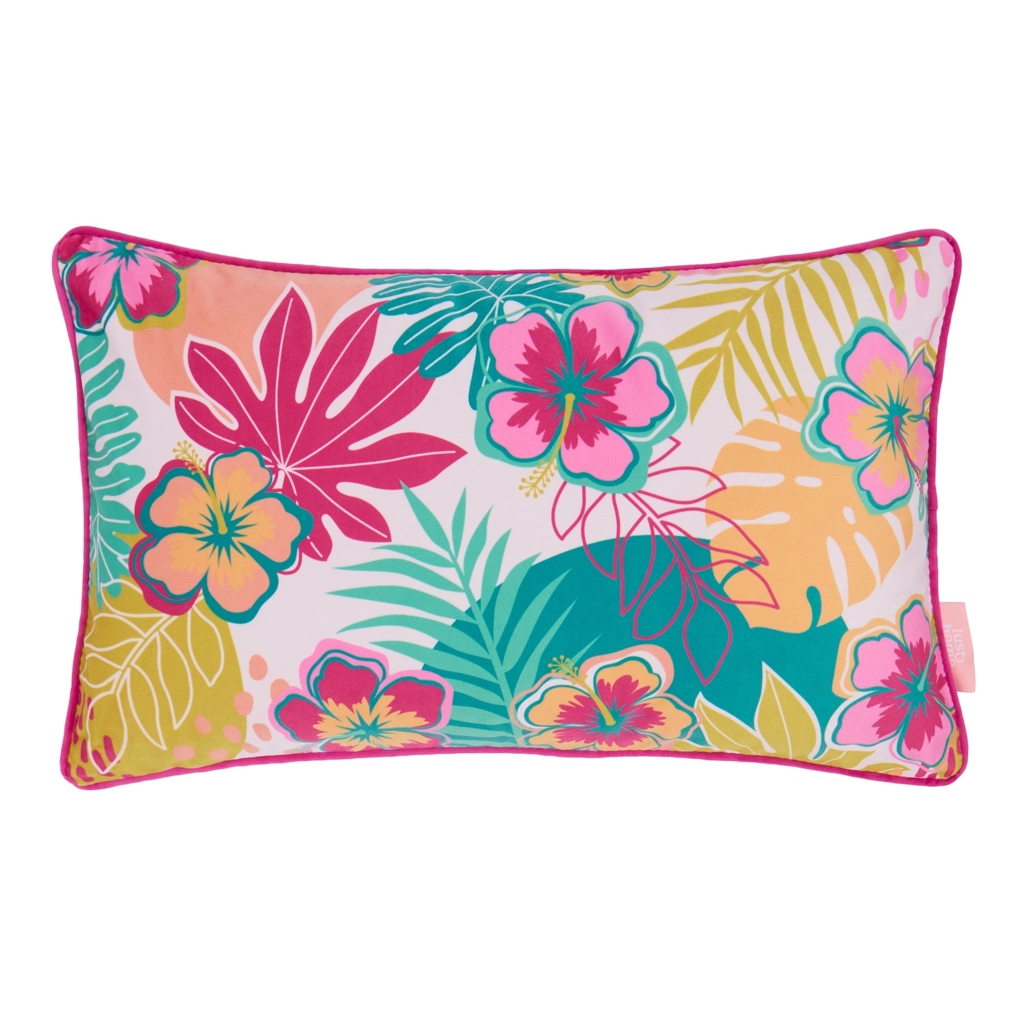 Tropical Treat Bolster Cushion in Pinks, Orange and Greens