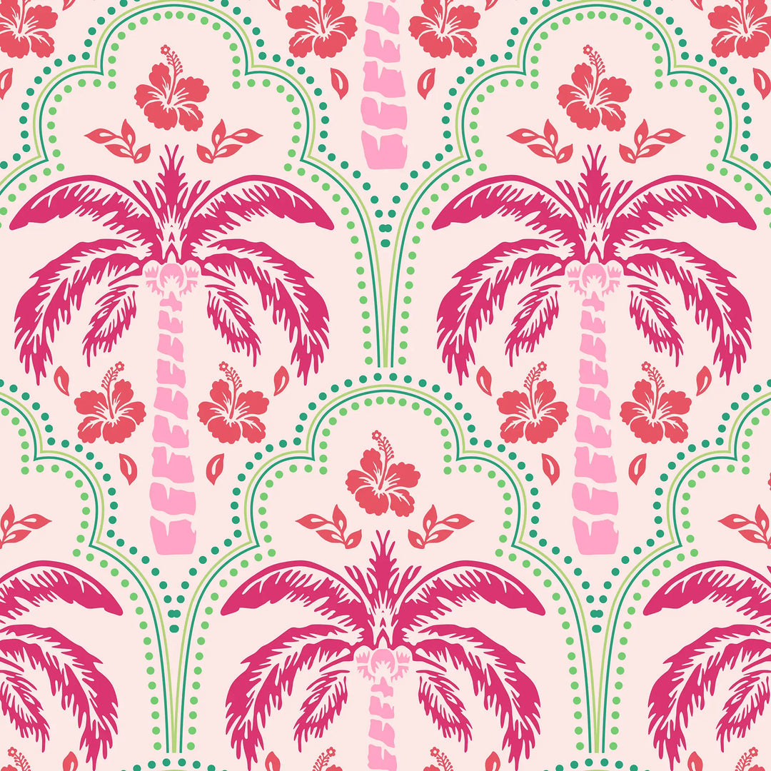 Tropical Vibes Wallpaper in Candy Pink and Red