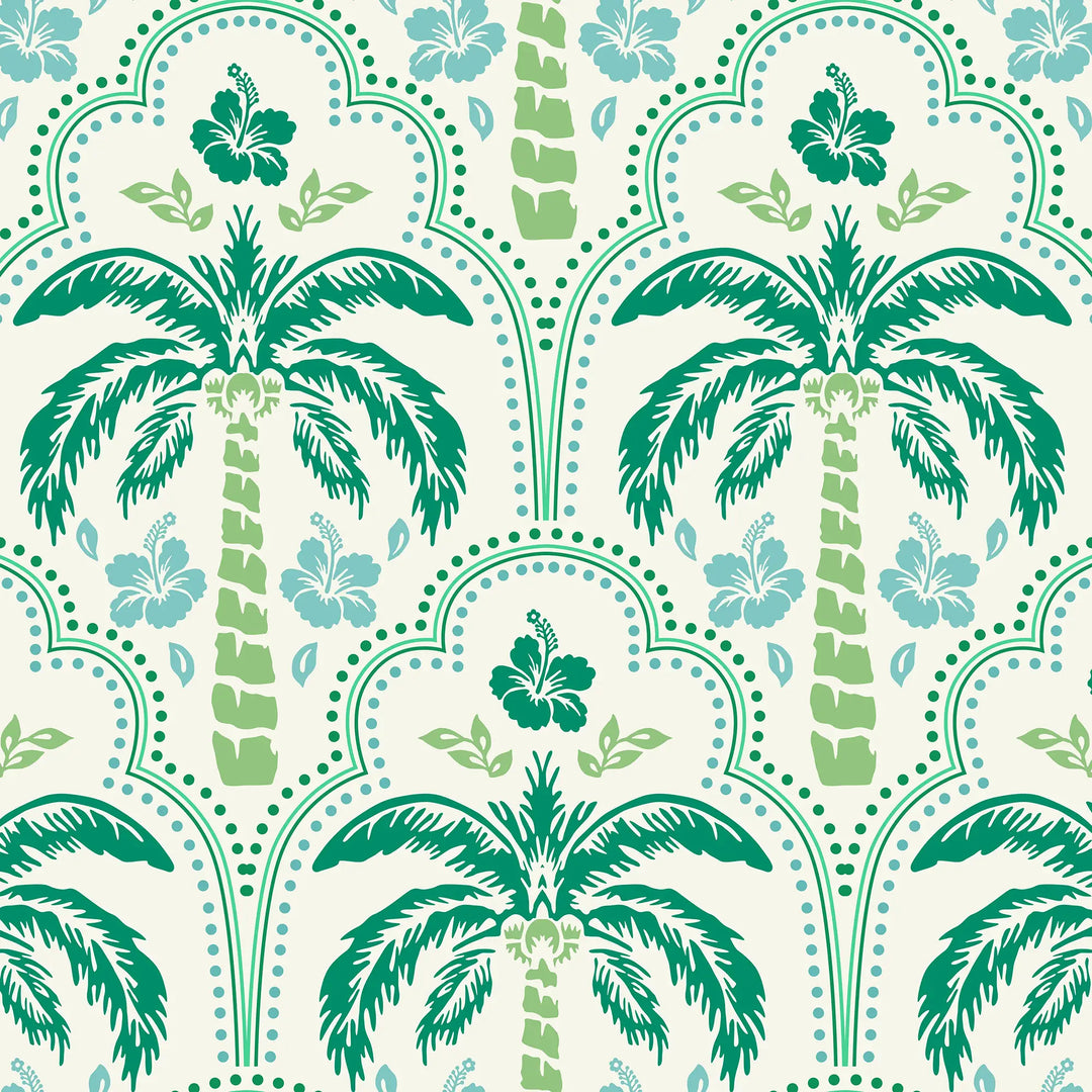 Tropical Vibes Wallpaper in Green and Turquoise