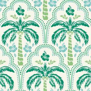 Tropical Vibes Wallpaper in Green and Turquoise