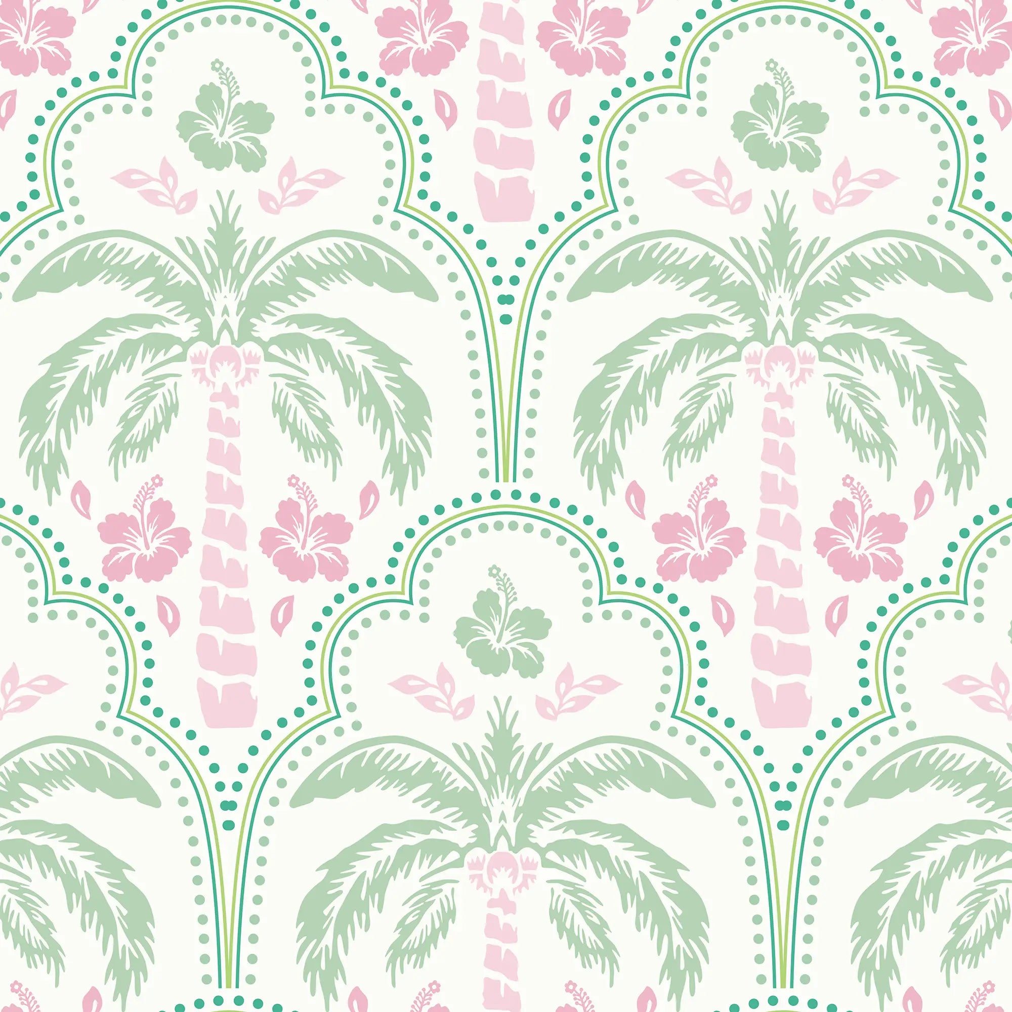 Tropical Vibes Wallpaper in Pink and Mint