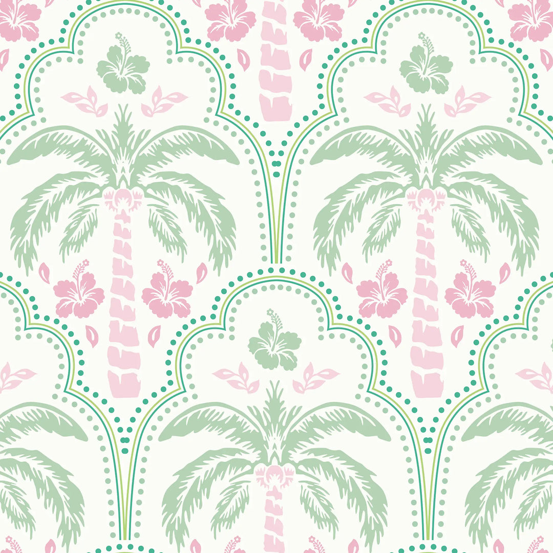 Tropical Vibes Wallpaper in Pink and Mint