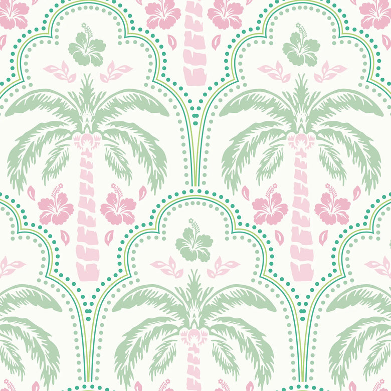 Sample of Tropical Vibes Wallpaper in Pink and Mint