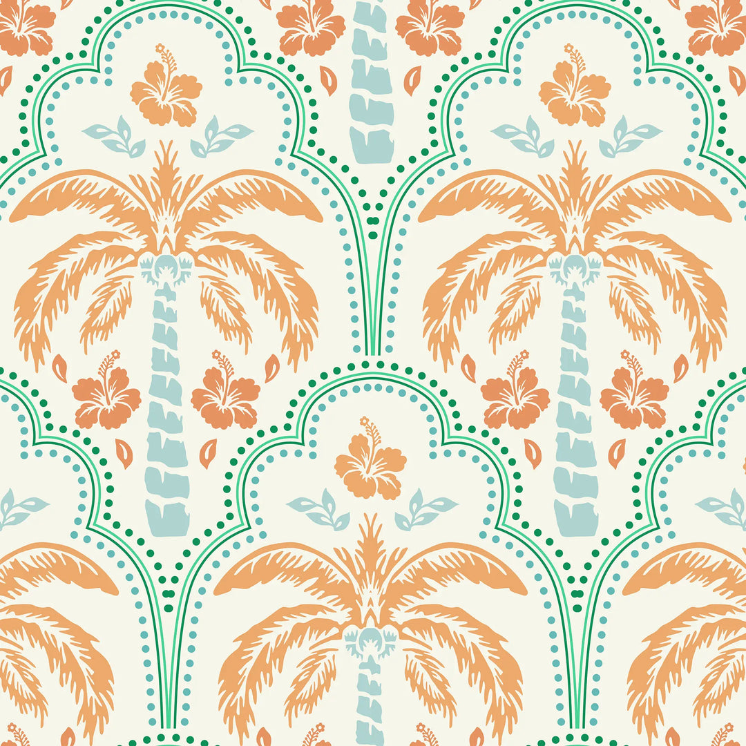 Tropical Vibes Wallpaper in Turquoise and Orange