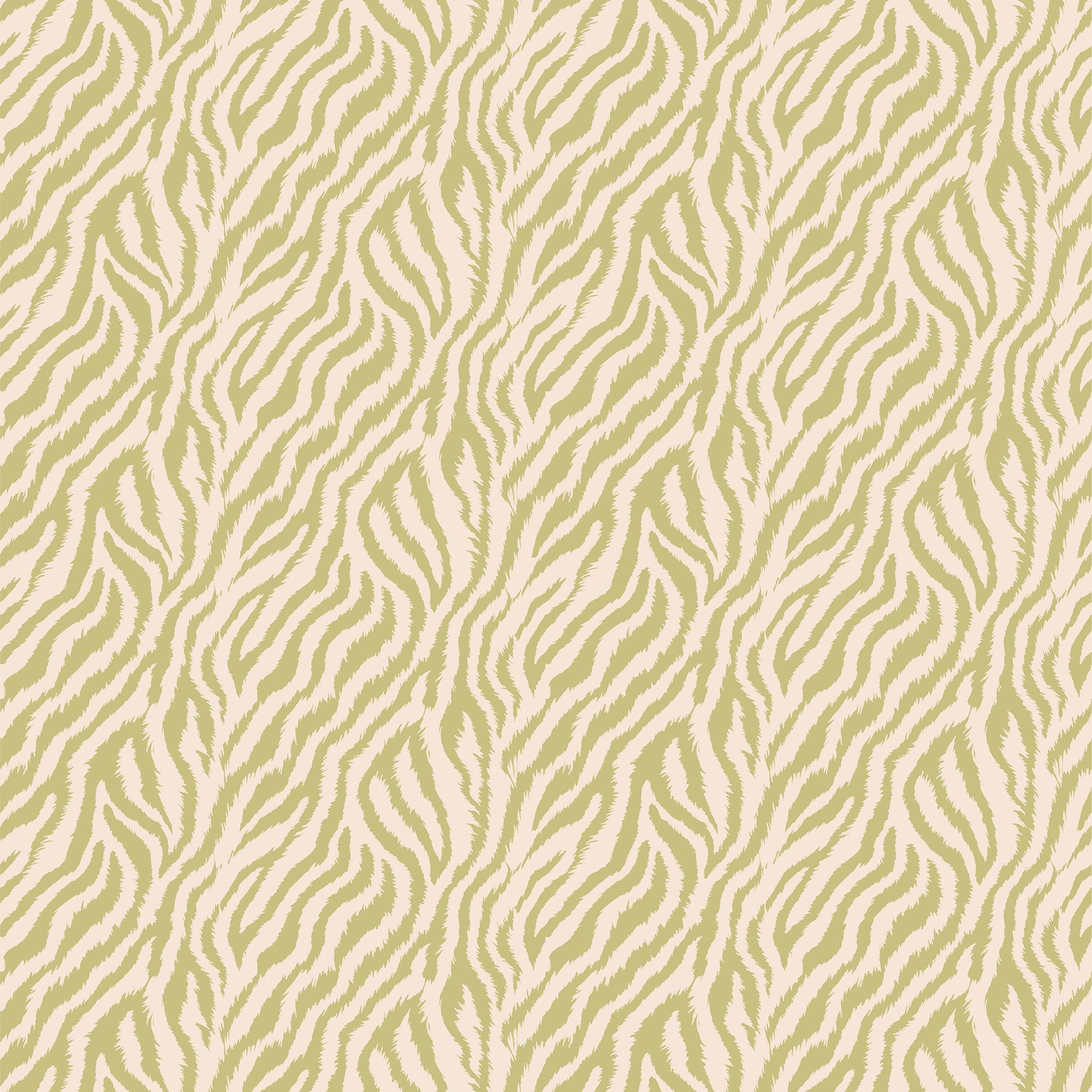 Truly Tiger Wallpaper in Sage on Cream