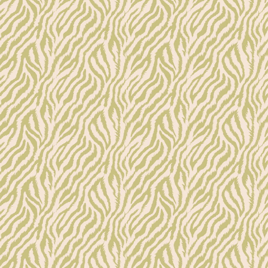 Truly Tiger Wallpaper in Sage on Cream