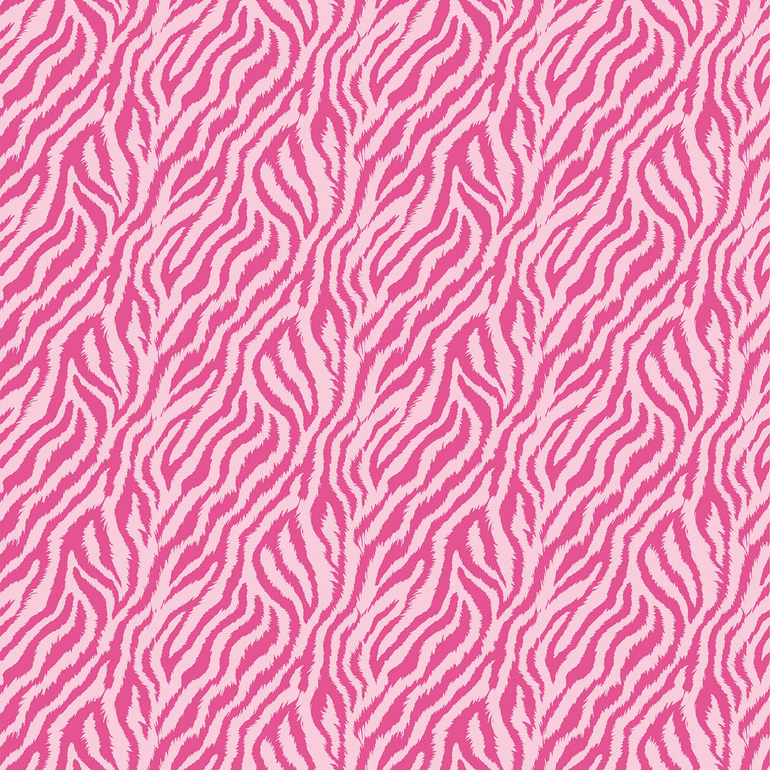 Truly Tiger Wallpaper in Hot Pink on Pink