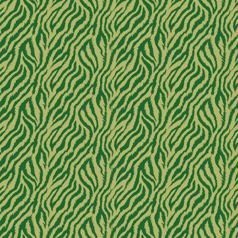 Truly Tiger Wallpaper in Olive Green on Green