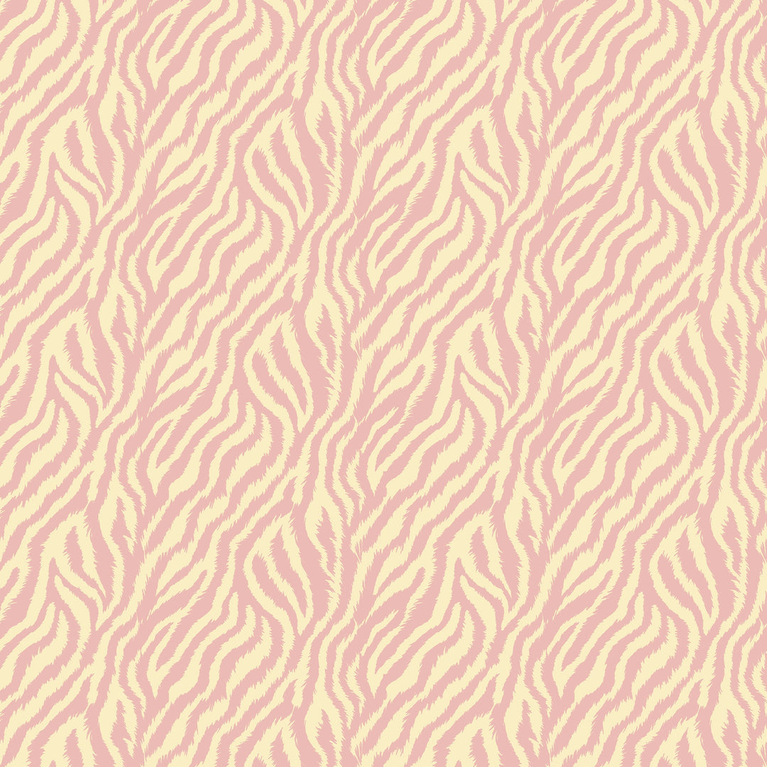 Truly Tiger Wallpaper in Rosy Pink on Cream