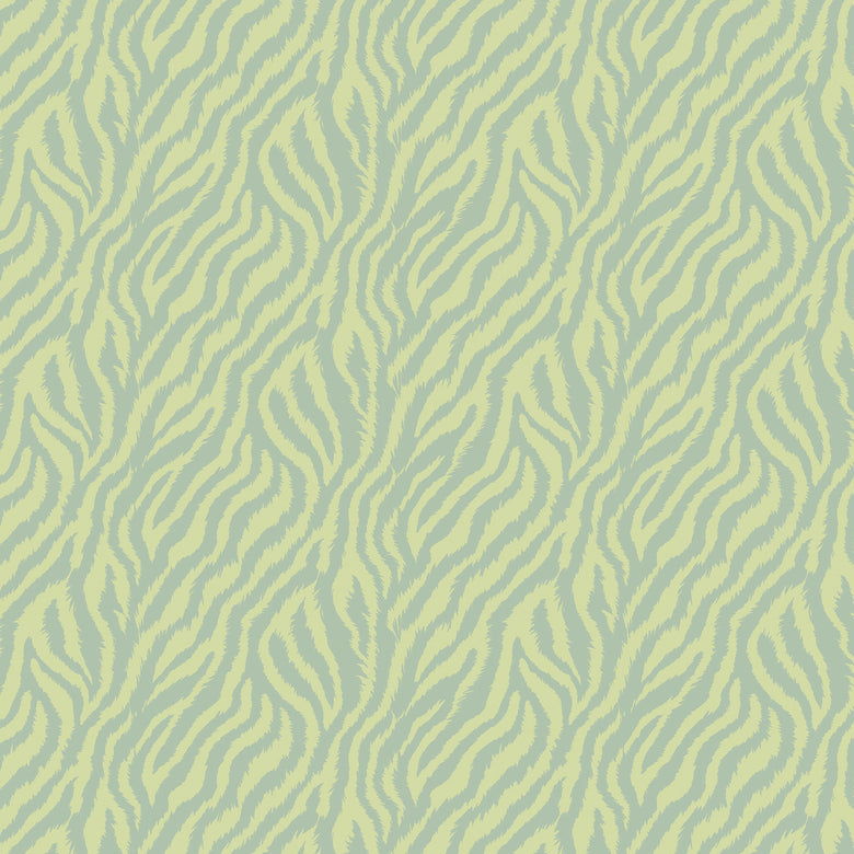 Truly Tiger Wallpaper in Teal on Green