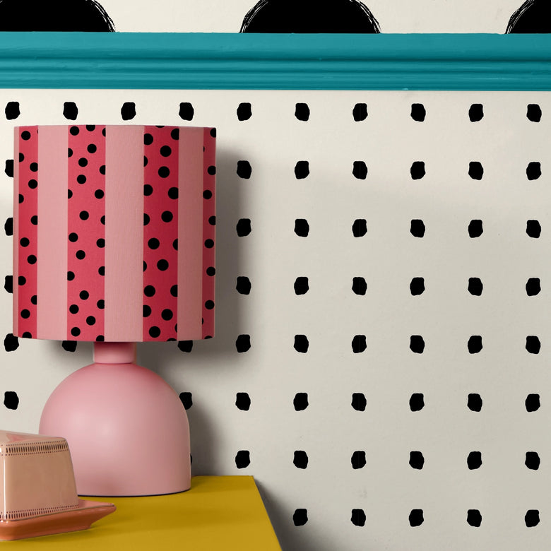 Utterly Dotty Wallpaper in Double Cream and Black