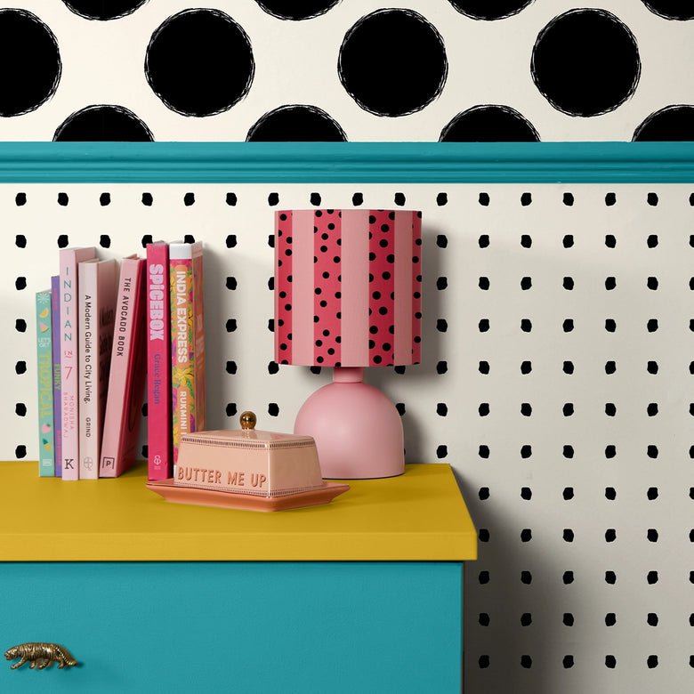 Utterly Dotty Wallpaper in Double Cream and Black