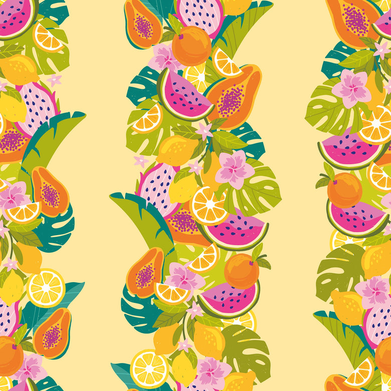 Watermelon Sugar Stripe Wallpaper in Custard Cream