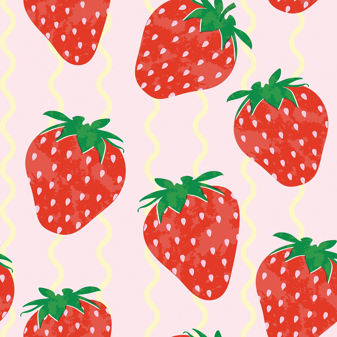 Wiggle with a Chance of Strawberry Wallpaper in Strawberry and Lemon