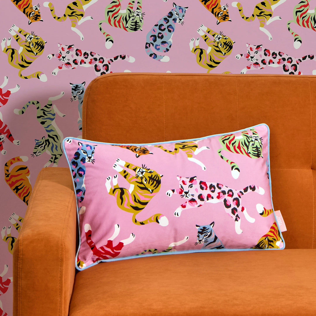 Wild AF Bolster Cushion in Bubblegum and Brights