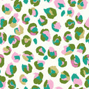 Wild Thing Wallpaper in Greens and Pink on Light Cream