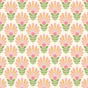 Woodcut Boho Wallpaper in Pink and Yellow on Double Cream