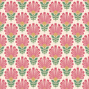 Woodcut Boho Wallpaper in Rich Red and Pink on Double Cream