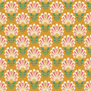 Woodcut Boho Wallpaper in White and Red on Mustard