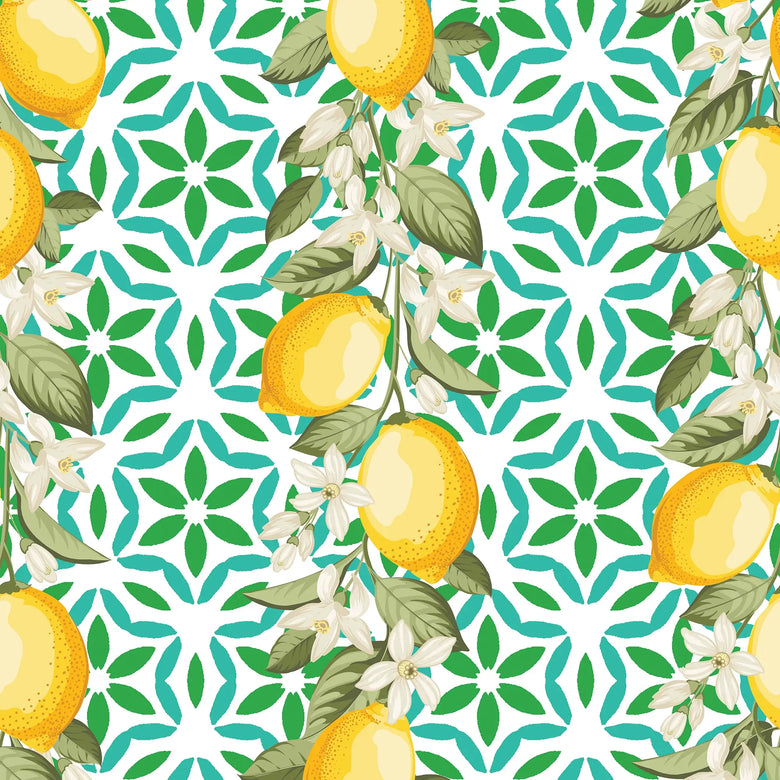 Zesty Lemons Wallpaper in Sorrento Lemon on Greens