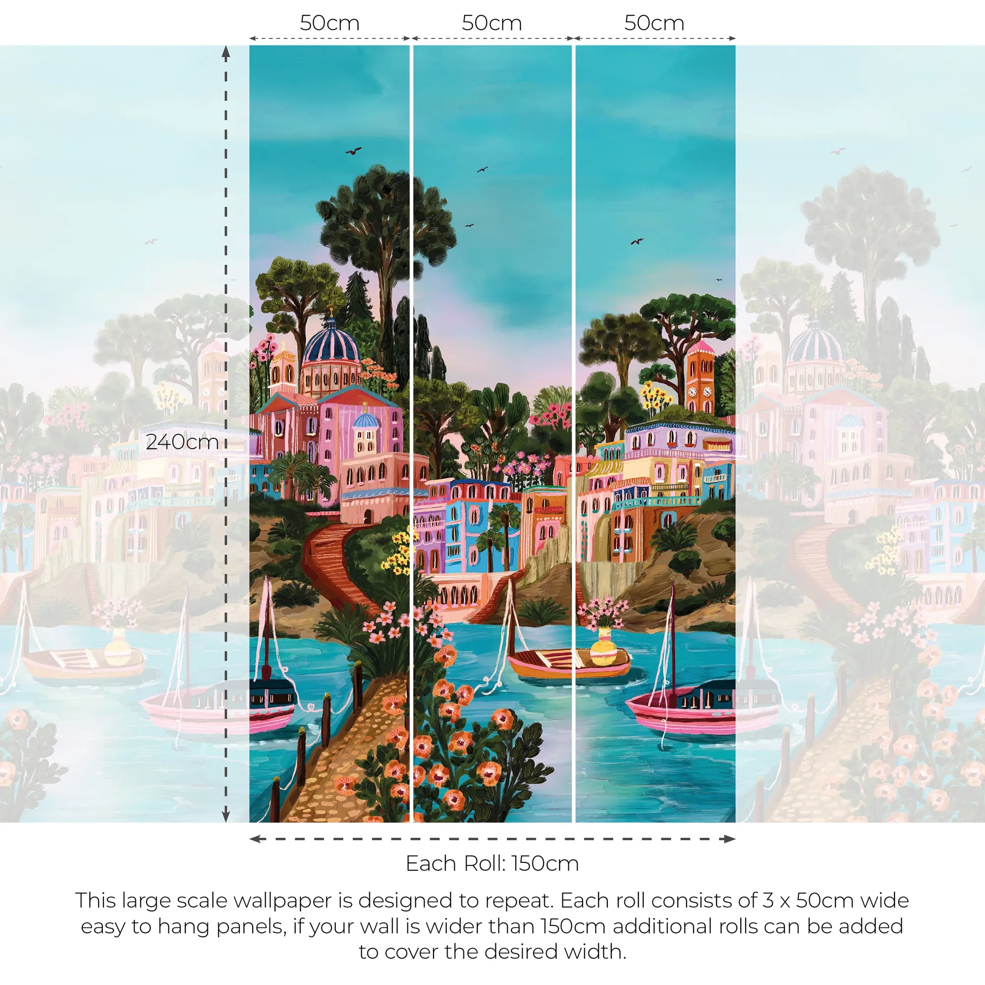 Syros Retreat Wallpaper in Multicoloured