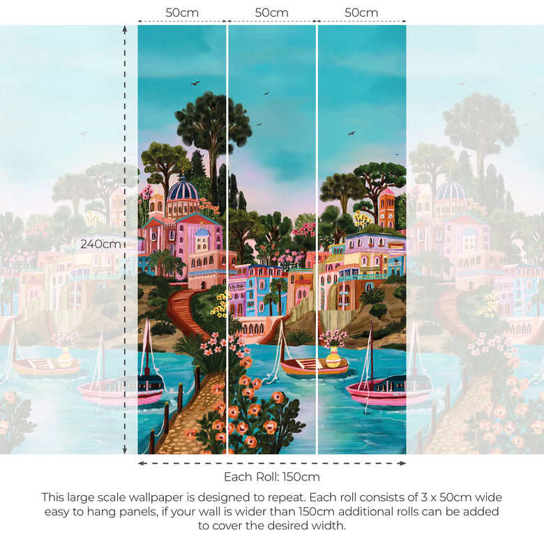 Syros Retreat Wallpaper in Multicoloured