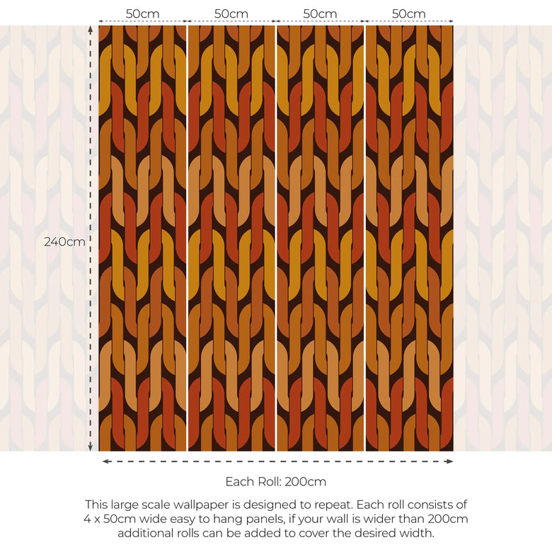 Stuck in a Loop Wallpaper in Chocolate Orange
