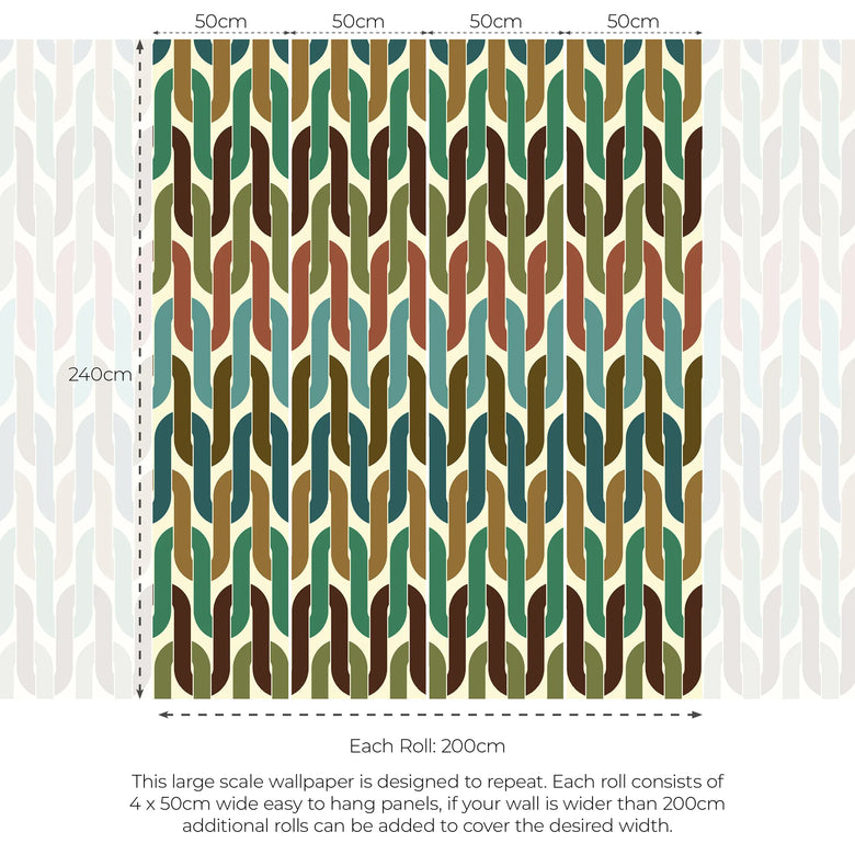 Stuck in a Loop Wallpaper in Browns, Blues and Greens